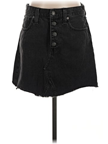 Madewell Rigid Denim A-Line Mini Skirt in Lunar Wash: Button-Front Edition (view 1)