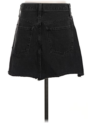Madewell Rigid Denim A-Line Mini Skirt in Lunar Wash: Button-Front Edition (view 2)