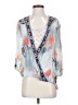 Feathers 100% Cupro Blue 3/4 Sleeve Blouse Size S - photo 1