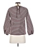 J.Crew 100% Cotton Stripes Brown Burgundy Long Sleeve Blouse Size XXS - photo 2