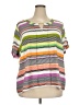 Worthington 100% Polyester Stripes Purple Short Sleeve Blouse Size 3X - photo 1