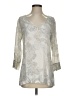 Ecru 100% Viscose Silver 3/4 Sleeve Blouse Size XS - photo 1
