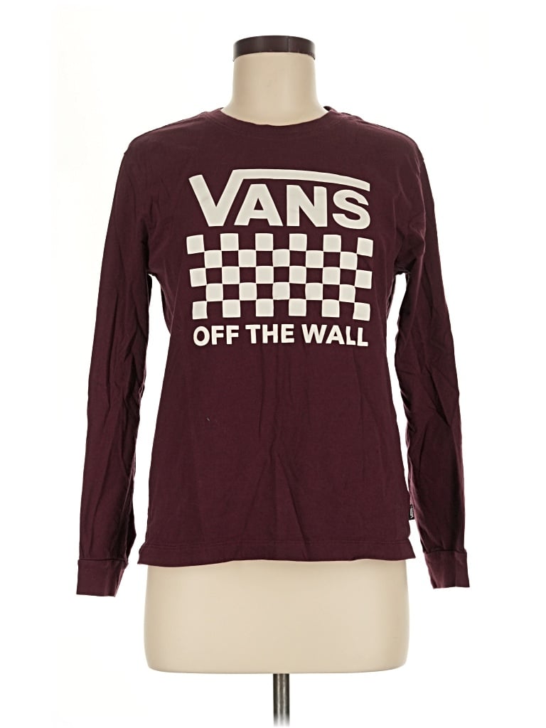 Pre-owned Vans Long Sleeve T-shirt In Burgundy