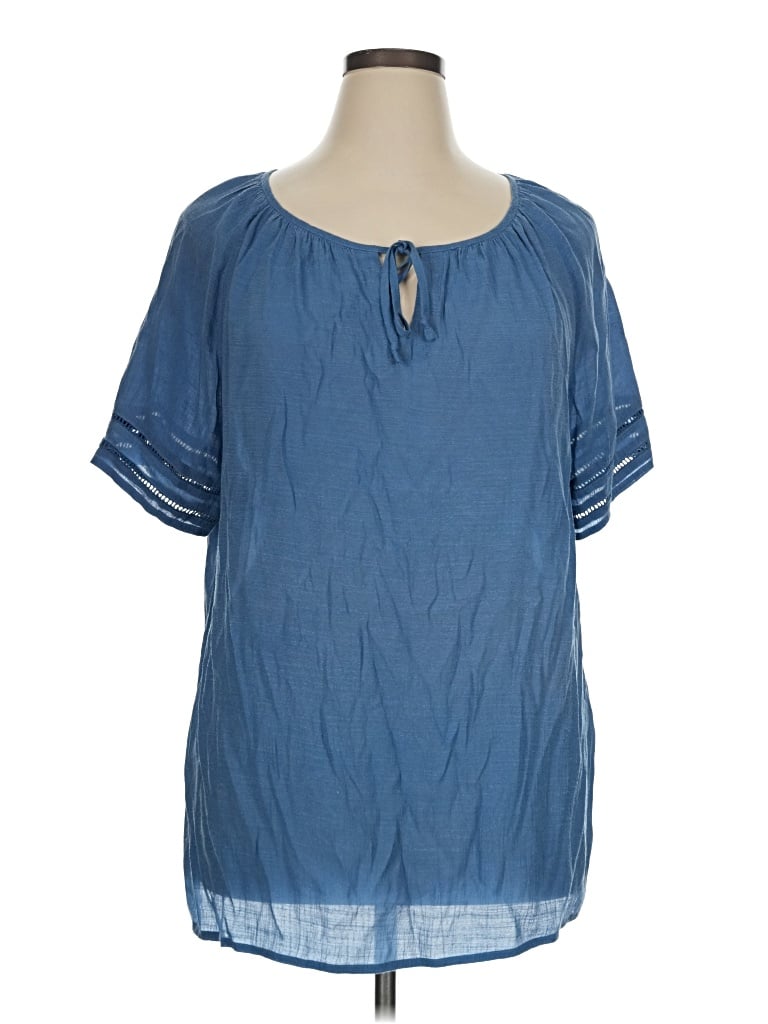 Pre-owned Cj Banks Short Sleeve Blouse In Blue