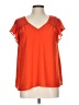 Mossimo 100% Polyester Orange Short Sleeve Blouse Size L - photo 1