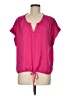 BCBGMAXAZRIA 100% Polyester Pink Short Sleeve Blouse Size M - photo 1