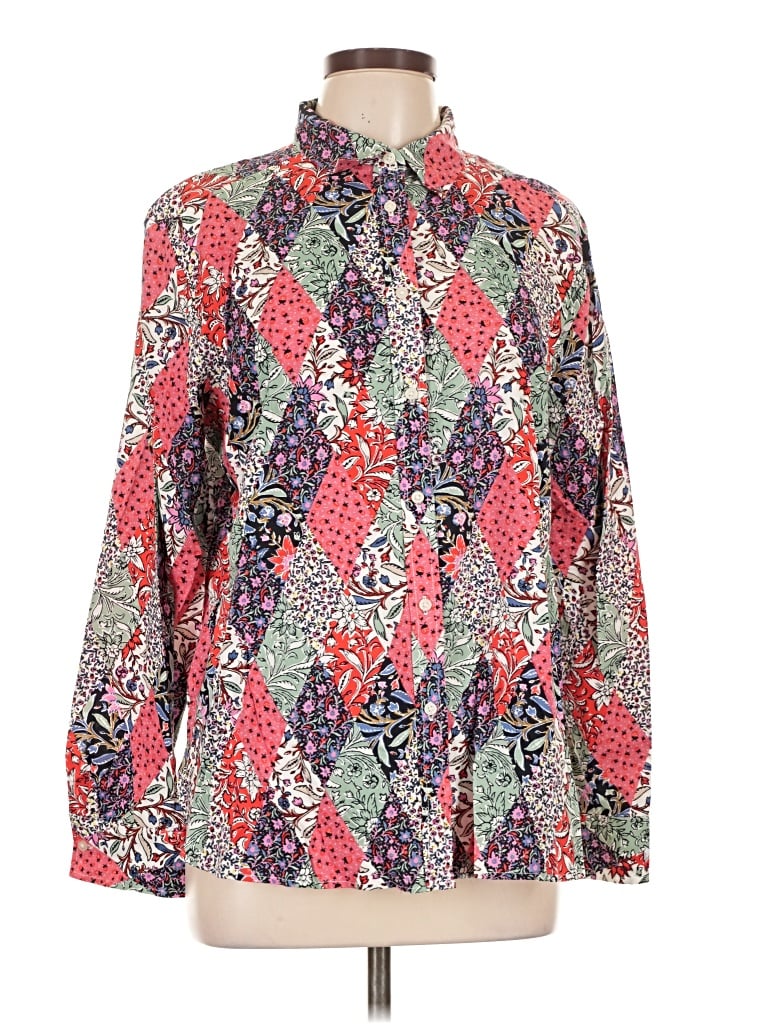 Pre-owned Ann Taylor Loft Long Sleeve Blouse In Red