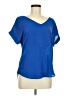 Pink Rose Blue Short Sleeve Blouse Size M - photo 1