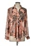 Timing 100% Polyester Animal Print Brown Long Sleeve Blouse Size L - photo 1