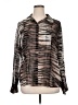 Chico's 100% Silk Animal Print Gray Long Sleeve Silk Top Size XL - photo 1