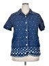 Basic Editions Stars Blue Short Sleeve Button-Down Shirt Size 20 - photo 1