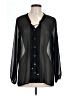 AGB 100% Polyester Black Long Sleeve Blouse Size L - photo 1