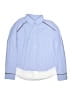 Zara 100% Cotton Color Block Blue Long Sleeve Button-Down Shirt Size 13 - 14 - photo 1