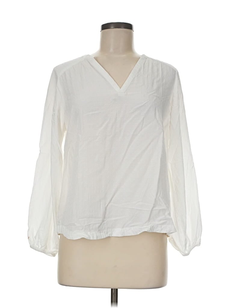 Pre-owned Weatherproof Long Sleeve Blouse In White
