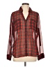 Express 100% Polyester Plaid Red Long Sleeve Blouse Size L - photo 1