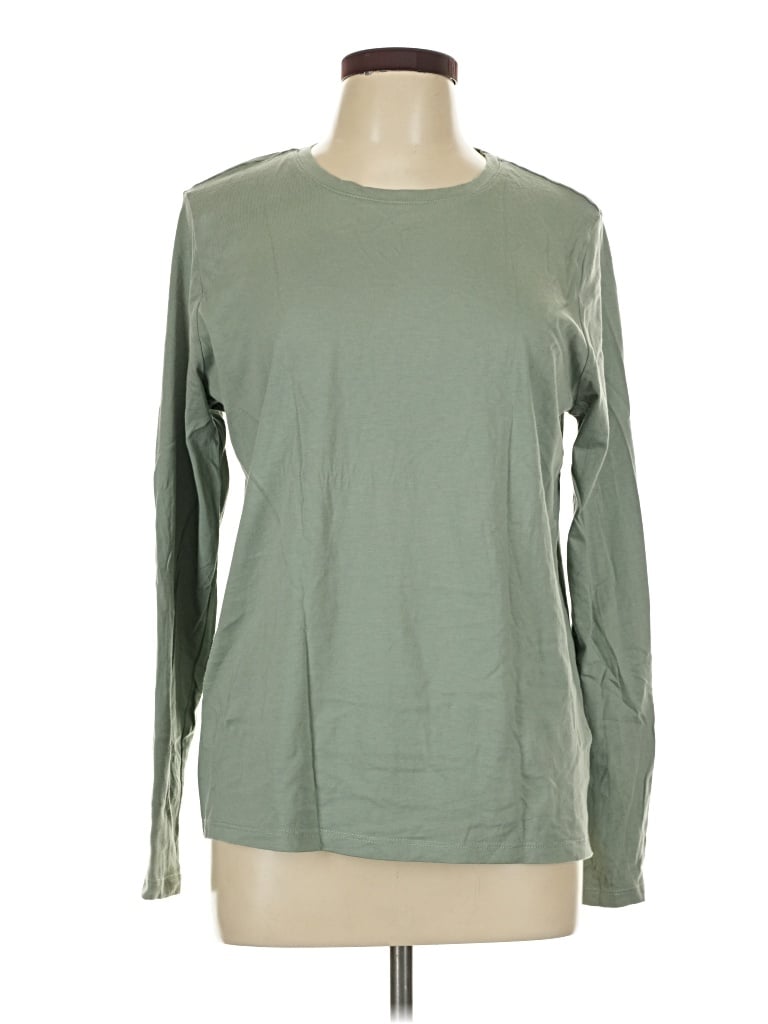 Pre-owned Lands' End Long Sleeve T-shirt In Green