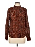 Ann Taylor LOFT 100% Polyester Animal Print Orange Long Sleeve Blouse Size Lg Petite - photo 1