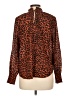 Ann Taylor LOFT 100% Polyester Animal Print Orange Long Sleeve Blouse Size Lg Petite - photo 2