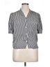 T Tahari 100% Polyester Stripes Black Silver Short Sleeve Blouse Size XL - photo 1