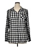 Christopher & Banks 100% Rayon Checkered-gingham Black Long Sleeve Button-Down Shirt Size XL - photo 1