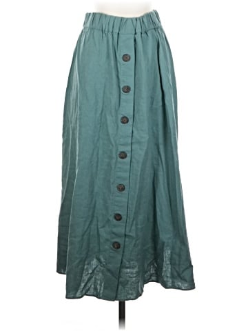Madewell Linen-Blend Side-Button Midi Skirt (view 1)