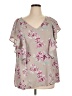 Torrid 100% Polyester Floral Gray Short Sleeve Blouse Size 1X Plus (1) - photo 1