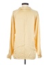 Les Copains 100% Silk Color Block Gold Yellow Long Sleeve Silk Top Size 4 - photo 2