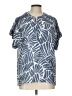 Fred David Tropical Blue Short Sleeve Blouse Size L - photo 1