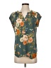 Fun2Fun Floral Teal Short Sleeve Blouse Size S - photo 1
