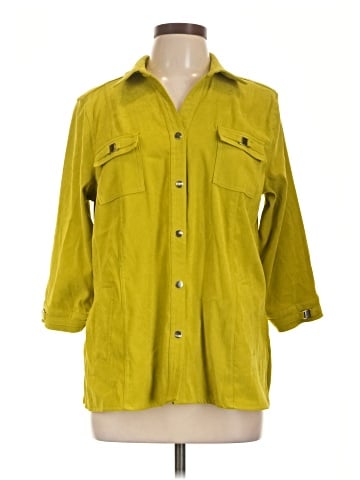 JM Collection 3/4 Sleeve Button-Down Shirt (view 1)