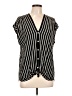 Max Studio Stripes Black Short Sleeve Blouse Size L - photo 1