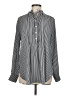 Ann Taylor LOFT 100% Polyester Stripes Gray Long Sleeve Blouse Size M - photo 1