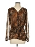 Coldwater Creek 100% Polyester Animal Print Brown Long Sleeve Blouse Size S - photo 1