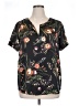 DR2 100% Polyester Floral Black Short Sleeve Blouse Size XL - photo 1