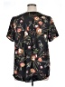 DR2 100% Polyester Floral Black Short Sleeve Blouse Size XL - photo 2