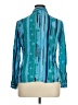 Tess 100% Silk Stripes Teal Long Sleeve Silk Top Size XL - photo 2