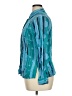 Tess 100% Silk Stripes Teal Long Sleeve Silk Top Size XL - photo 5