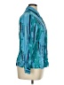 Tess 100% Silk Stripes Teal Long Sleeve Silk Top Size XL - photo 4