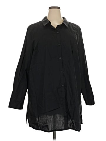 Roaman's 3/4 Sleeve Button-Down Shirt (view 1)