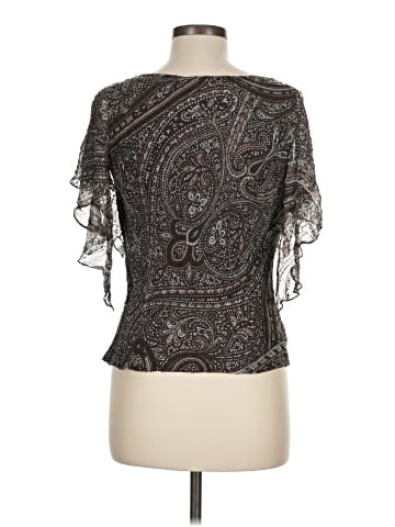 Carmen Marc Valvo Short Sleeve Silk Top (view 2)