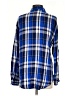 Express 100% Rayon Plaid Blue Long Sleeve Button-Down Shirt Size S - photo 2