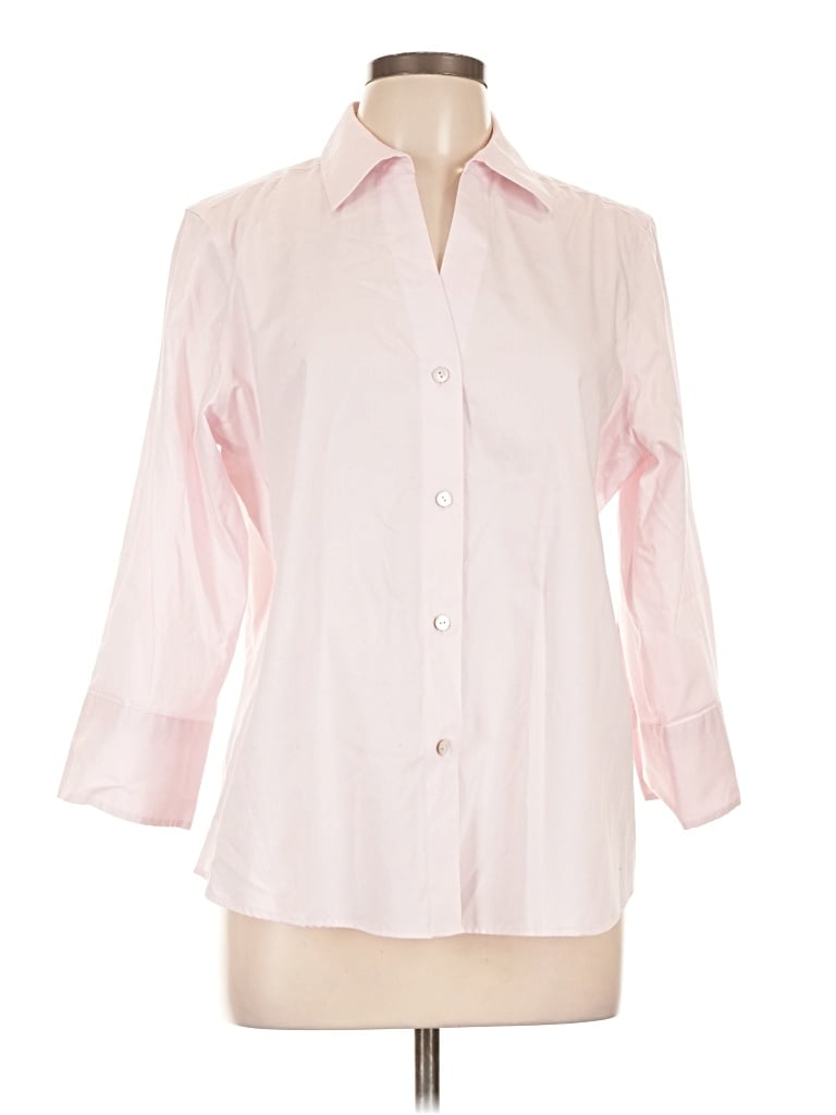 Pre-owned Foxcroft 3/4 Sleeve Button Down Shirt In Pink