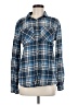Passport 100% Cotton Plaid Blue Long Sleeve Button-Down Shirt Size M - photo 1