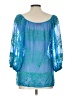 Hale Bob Teal 3/4 Sleeve Silk Top Size L - photo 2