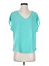 Lush 100% Polyester Teal Short Sleeve Blouse Size S - photo 1