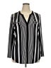 INC International Concepts Stripes Black Long Sleeve Blouse Size 2X - photo 1