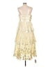 Self-Portrait Gold Metallic Midi Dress Size 12 - photo 2
