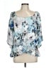 Alex Evenings 100% Polyester Blue 3/4 Sleeve Blouse Size L - photo 1