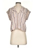 By Anthropologie Stripes Tan Short Sleeve Blouse Size XS - photo 1