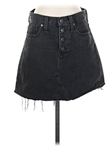 Madewell Rigid Denim A-Line Mini Skirt in Lunar Wash: Button-Front Edition (view 1)